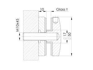 dimenzije inox točkasti držač stakla - spider