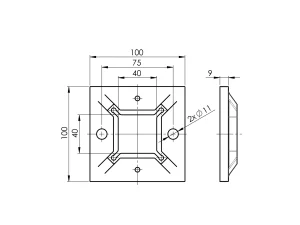 kvadratna sidrena stopa 100x100 Inox- dimenzije